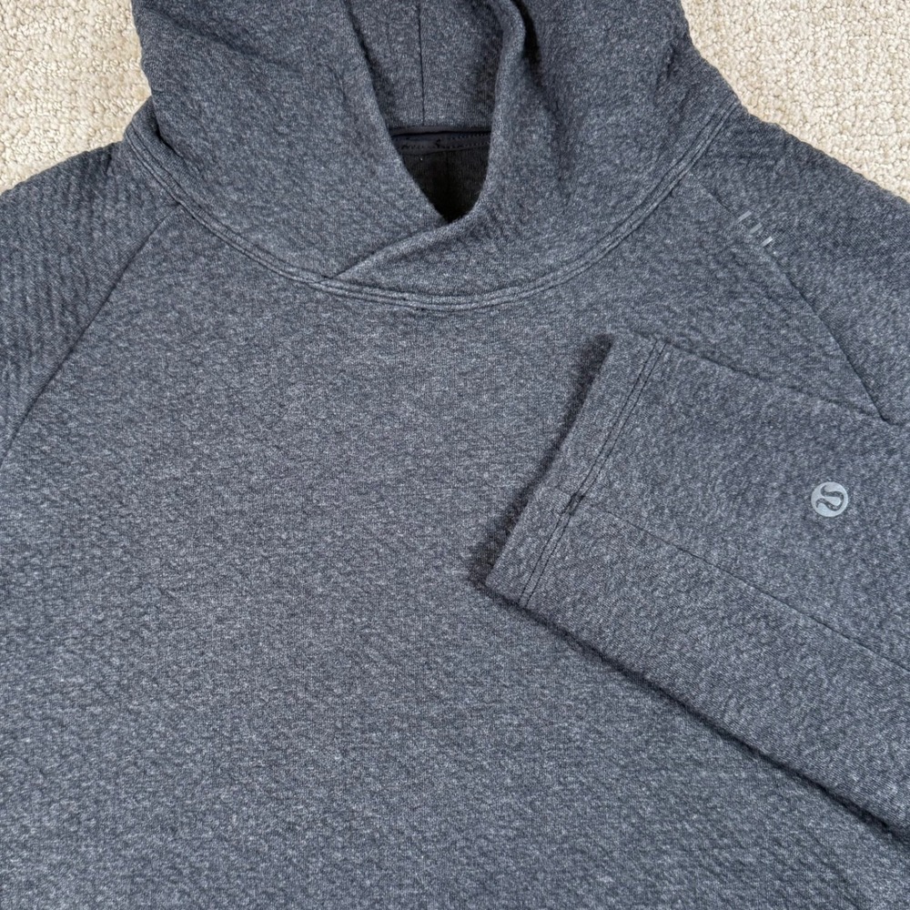 Lululemon Mens Medium Gray At Ease Textured Pullover Hoodie Sweatshirt LM3BF7S
